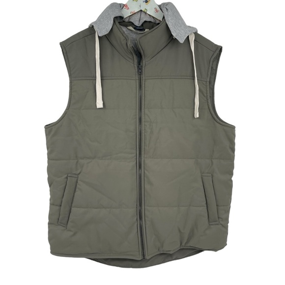 George Men’s Size Large Hooded Vest Jacket sweatshirt lining & hood Green New - Picture 1 of 8